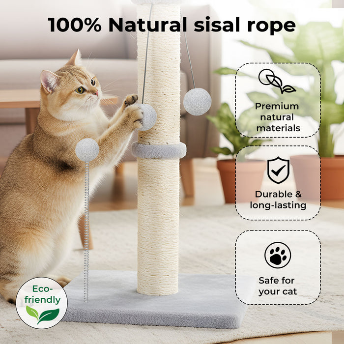 Cat Scratcher Tower Scratching Post Natural Sisal Kitten 3 Ball Toys 51cm