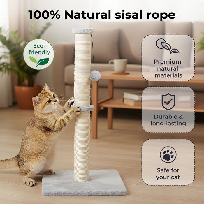 Cat Scratcher Scratching Post Natural Sisal Kitten Stable Ball Toys 74cm