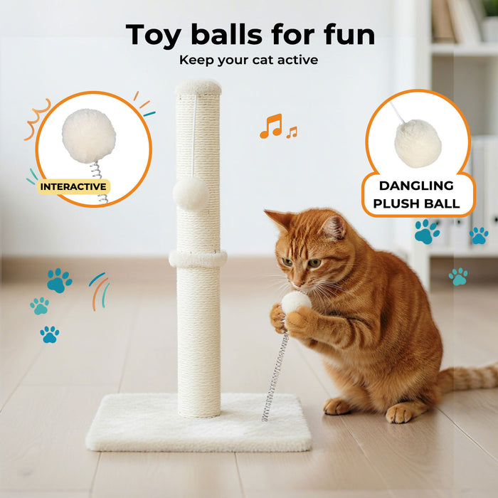Cat Scratcher Scratching Post Natural Sisal Kitten Stable Ball Toys 54cm