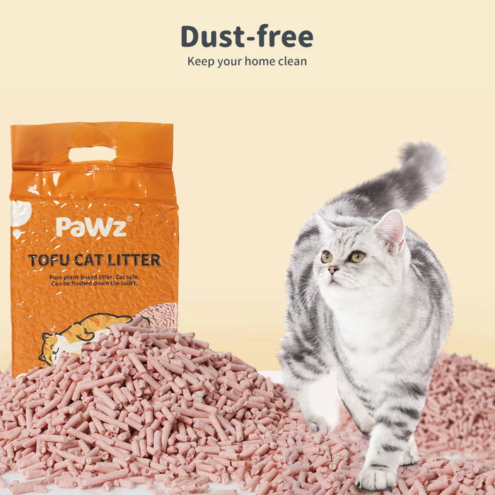 PaWz Tofu Cat Litter Clumping Flushable Peach Scent - petpawz.com.au