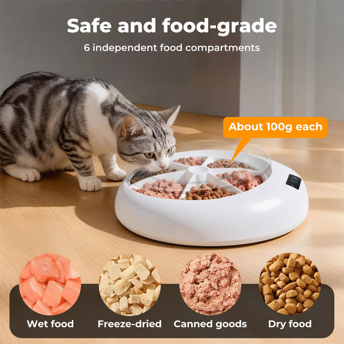 Automatic Pet Bluetooth Feeder Smart 6-Meal Chilled Wet Dry Food Dispenser