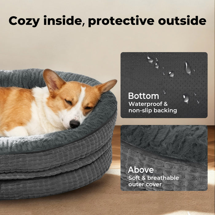 Orthopedic Plush Dog Bed Soft Washable Pet Bed Grey Cosy Cushion