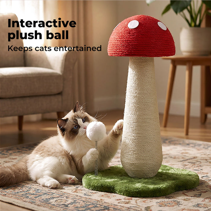 Mushroom Cat Scratching Post 50cm Sisal Rope Cat Tower with Plush Ball