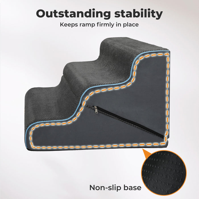 Dog Steps Adjustable 3-Steps Dog Ramp Portable Pet 2-in-1 Stairs Bed Sofa