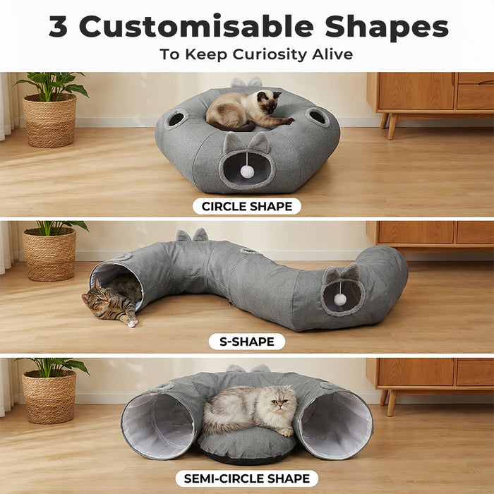 Large Cat Tunnel Bed Multi-Functional Toy Interactive Pet Playhouse Indoor