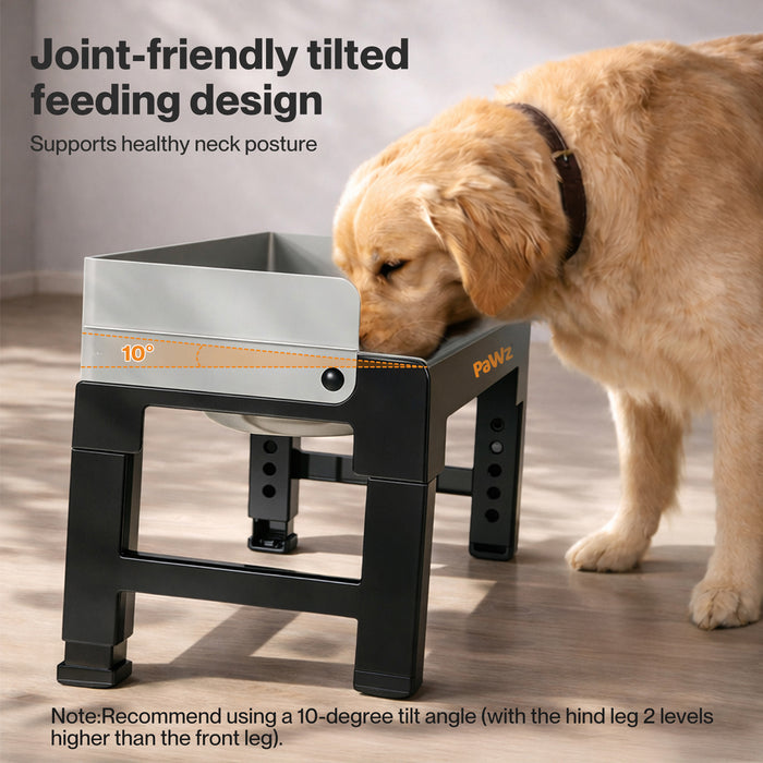 Elevated Dog Bowls Pet Feeder 6 Height Adjustable Raised Food Water Large - Grey