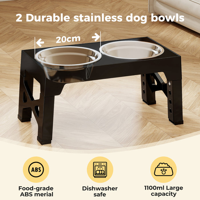 Elevated Pet Feeder 3 Bowl Food Water Dog Adjustable Height Raised Stand