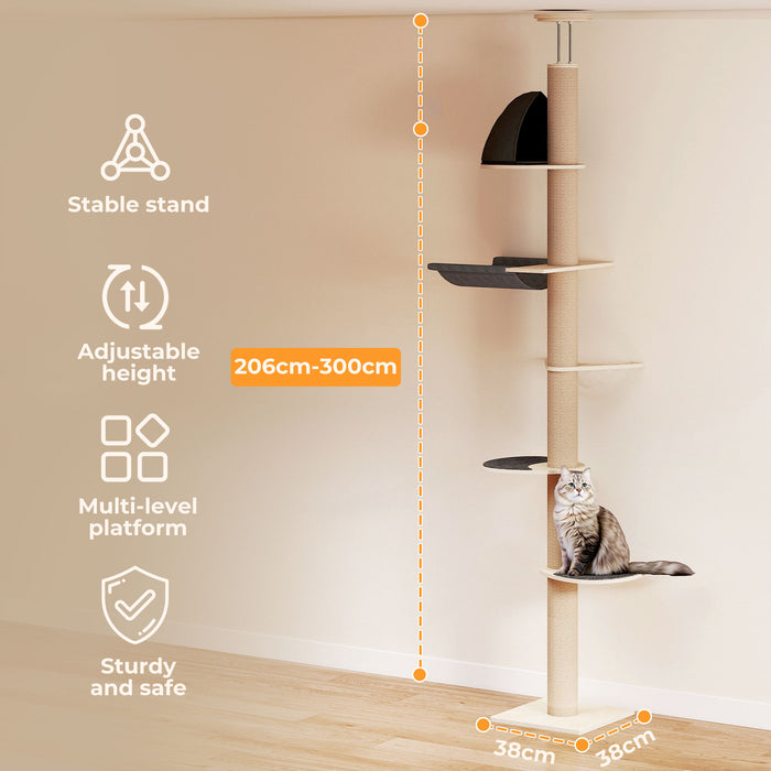 Cat Tree Large Tower Scratching Post Scratcher Cat Condo House Beds 300cm