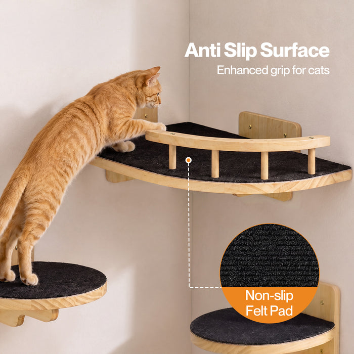 Pawz Cat Wall Shelves Corner Cat Tree with Guard Rail 15mm Pine Wood