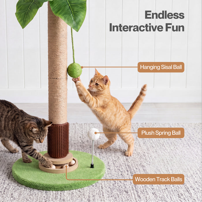 Cat Scratching Post 77cm Palm Tree Cat Scratcher Balls Sisal Green