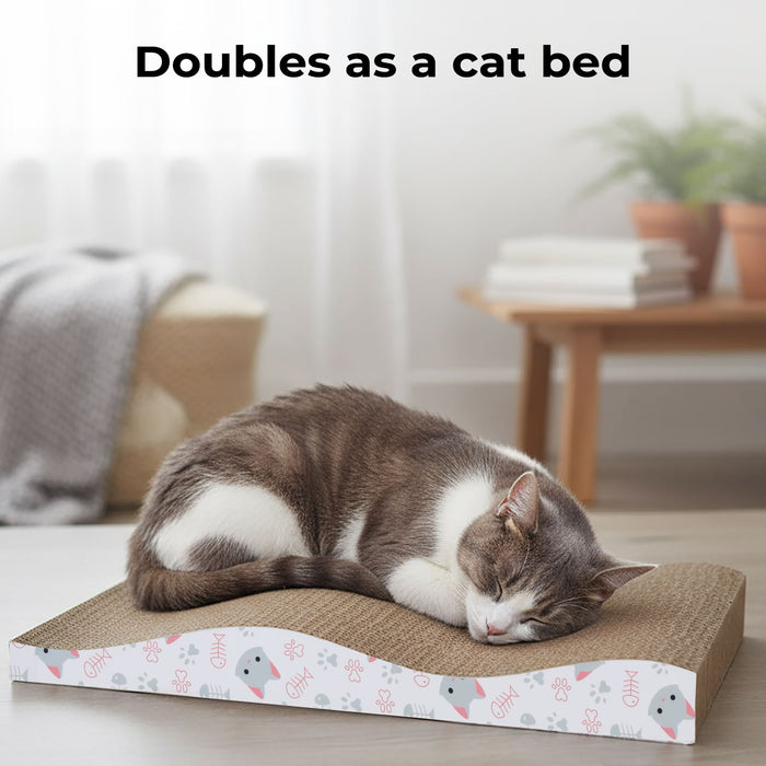 4X Cat Scratcher Board Bed Double-Sided Stackable Scratching Cardboard Toy