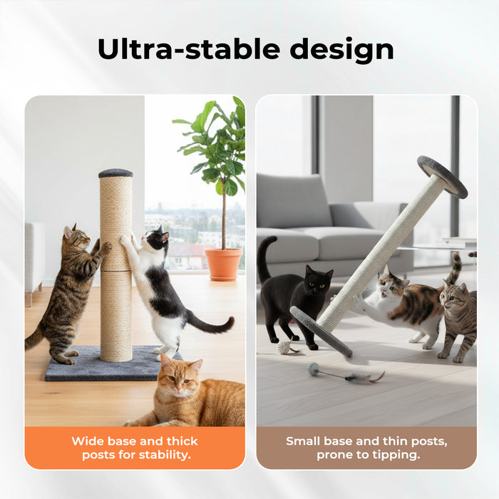 Cat Scratcher Scratching Post Natural Sisal Kitten Higher Stable Base 74cm