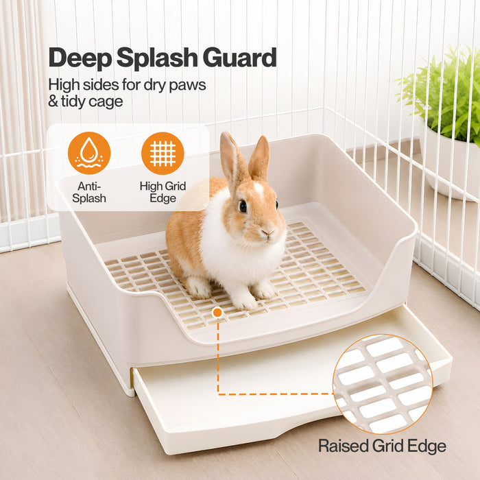 Rabbit Litter Tray Drawer Box Easy-Clean Secure for Indoor Cage Use Brown