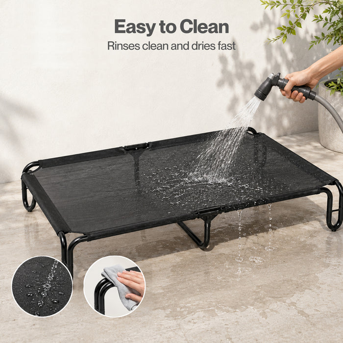 Elevated Dog Bed Breathable Mesh Cooling for Indoor Outdoor Black