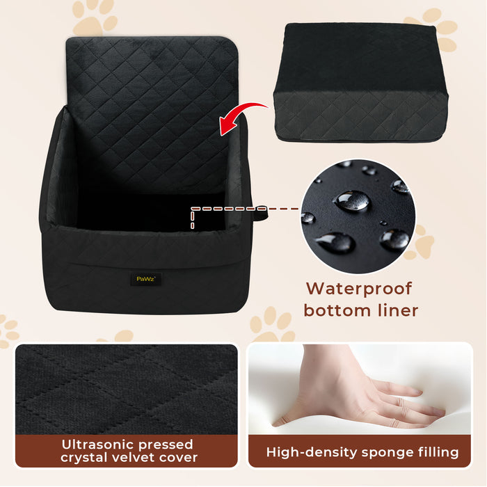 Pet Car Seat Booster Belt Pet Portable Travel Bed Easy Clean Washable Black