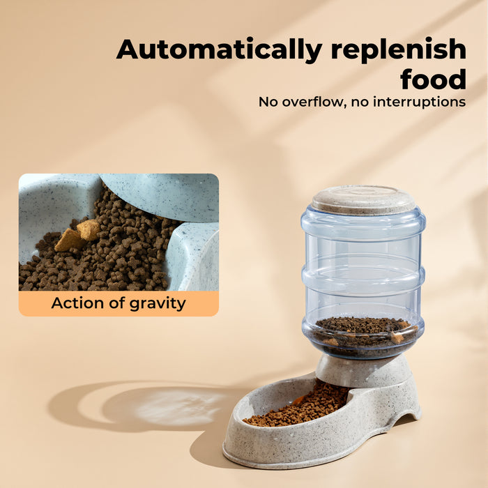 Automatic Pet Feeder Water Dispenser 3.5L Cat Dog Gravity Food Waterer Grey