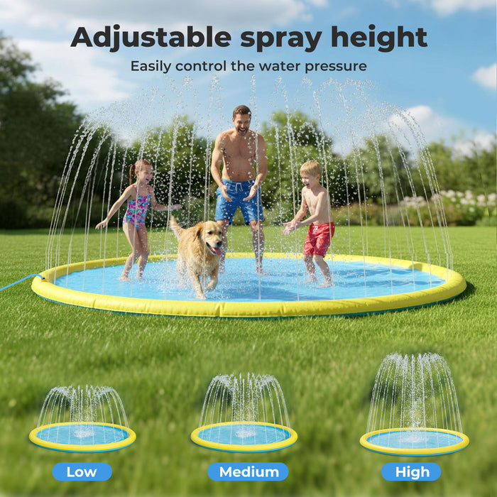 Splash Pad Kids Dog Sprinkler Water Play Inflatable Pool Mat Outdoor 240cm
