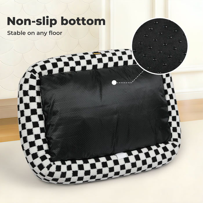 Dog Bed Calming Pet Checkered Plush Bed Soft Washable Bed Non-Slip