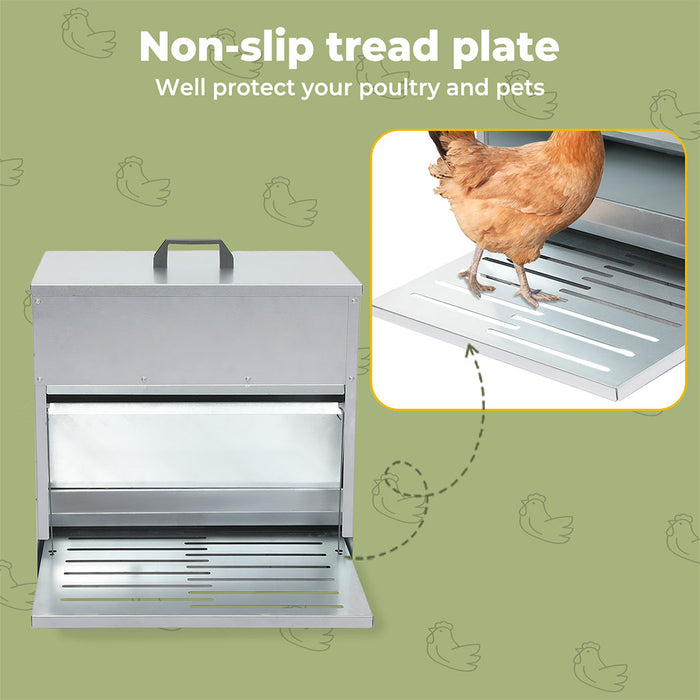 Pawz Automatic Chicken Feeder Auto Treadle 10kg Food Dispenser Galvanized Steel