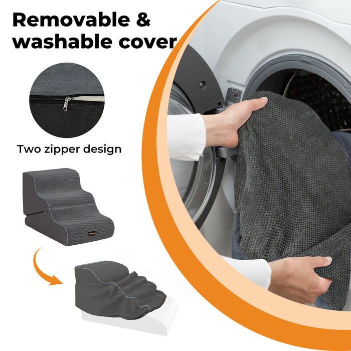 Dog Steps Adjustable 3-Steps Dog Ramp Portable Pet 2-in-1 Stairs Bed Sofa