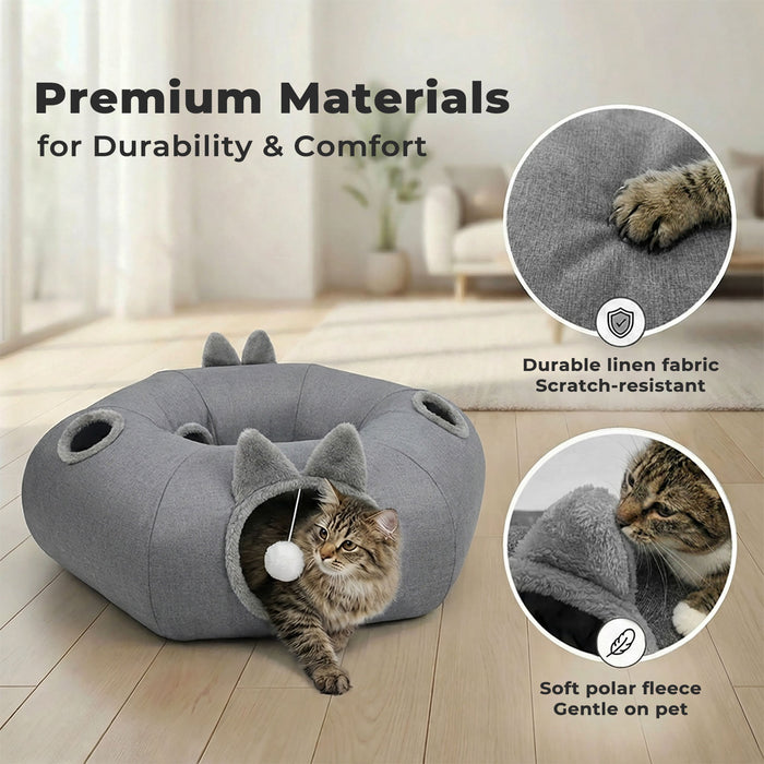 Large Cat Tunnel Bed Multi-Functional Toy Interactive Pet Playhouse Indoor