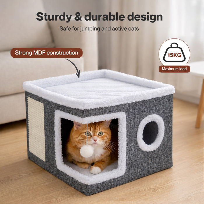Large Cat House Foldable Bed Condo Scratcher Indoor Cave Multi Small Pet
