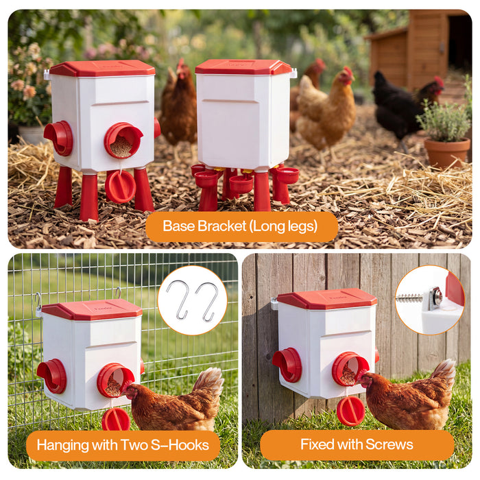 Auto Chicken Feeder and Waterer Set 12kg 11L Gravity Food Water Dispenser