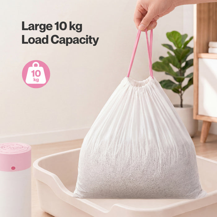 Cat Litter Bags 30 Pcs 94 x 45cm Drawstring 10kg HDPE White Pink