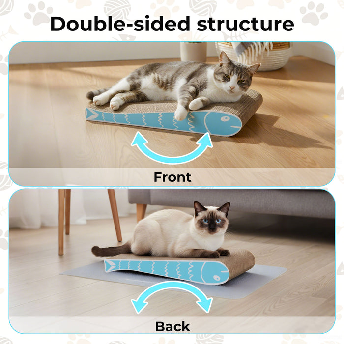 2X Cat Scratcher Board Bed Double-Sided Stackable Scratching Cardboard Toy