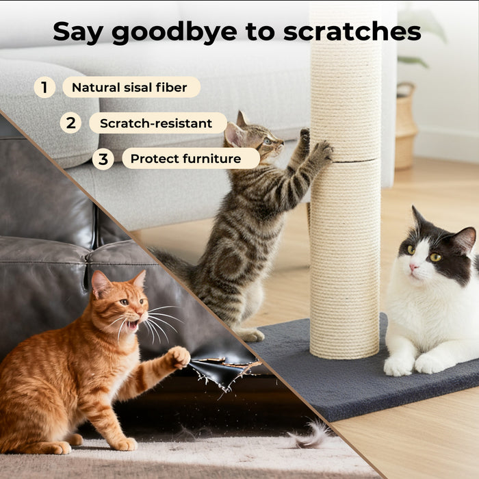 Cat Scratcher Scratching Post Natural Sisal Kitten Higher Stable Base 74cm