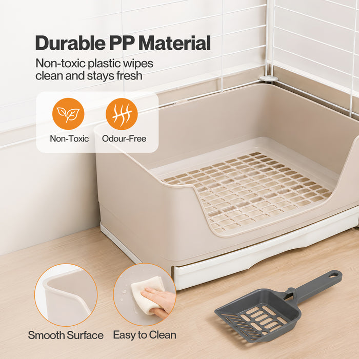 Rabbit Litter Tray Drawer Box Easy-Clean Secure for Indoor Cage Use Brown