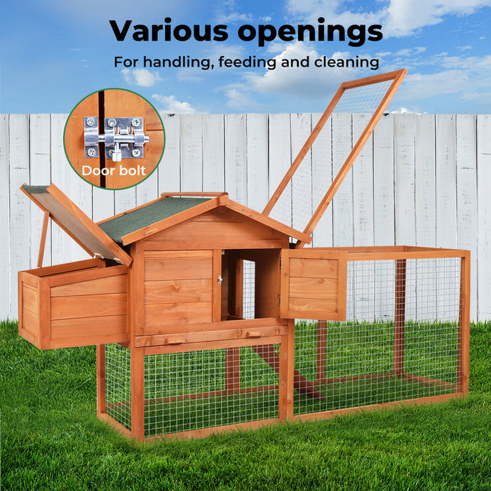 Pawz Rabbit Hutch Chicken Coop Large Wooden House Run Patio Cage Box Outdoor