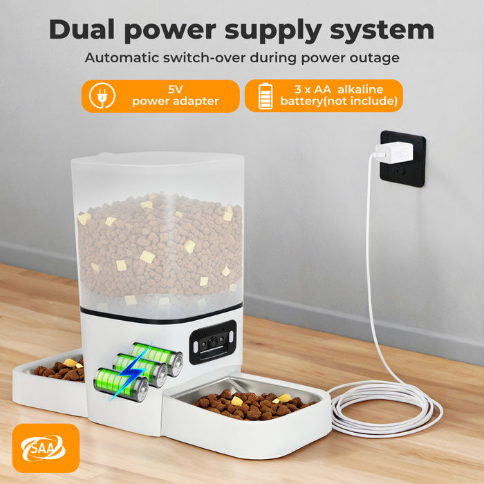 6L Automatic Pet Feeder Double Camera Cat Dog Smart Wifi App Food Dispenser