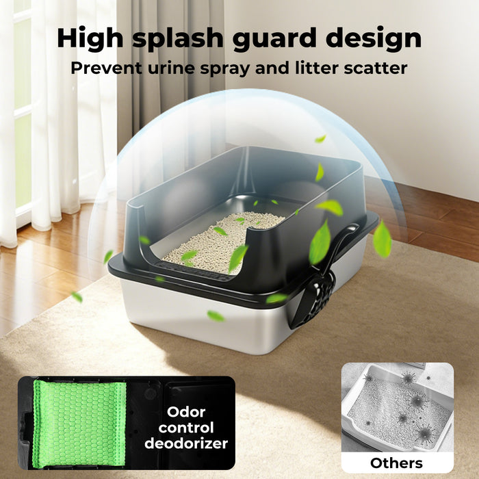 Stainless Steel Cat Litter Box Large Enclosed Removable Kitty Toilet