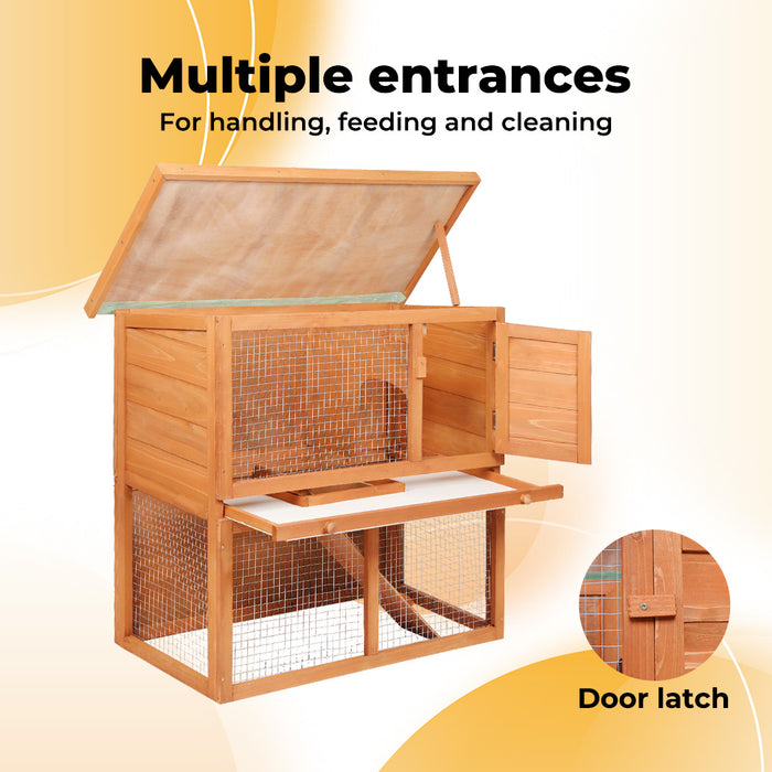 Pawz Rabbit Hutch Chicken Coop Large 2 Storey Wooden House Run Cage Outdoor