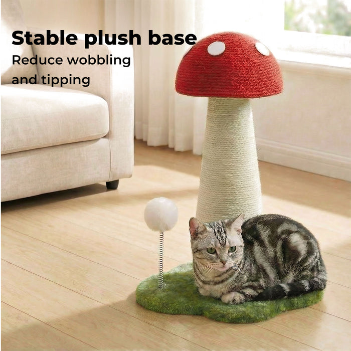 Mushroom Cat Scratching Post 50cm Sisal Rope Cat Tower with Plush Ball