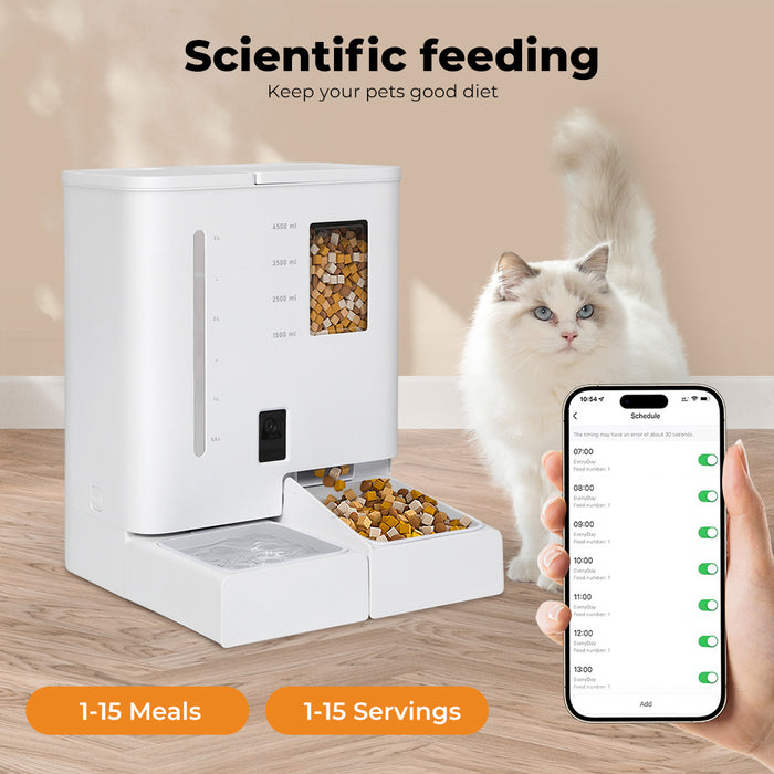 Pawz 2-in-1 Automatic Pet Cat Dog Feeder Water Set WiFi Smart Camera Record App