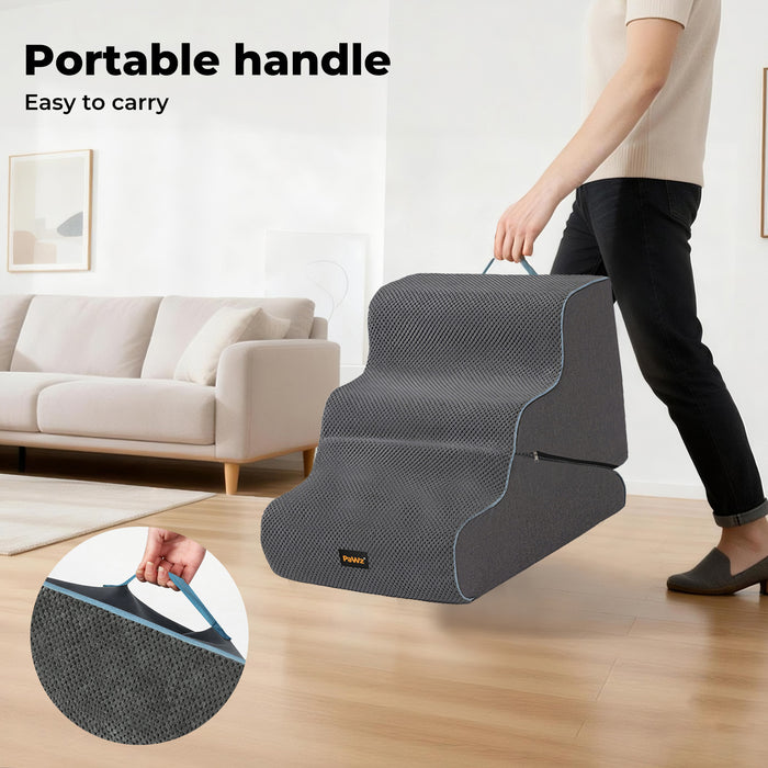 Dog Steps Adjustable 3-Steps Dog Ramp Portable Pet 2-in-1 Stairs Bed Sofa