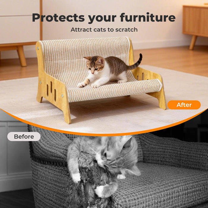 Cat Scratcher Bed 2 in 1 Rest Lounge Chair Cardboard Kittens Scratching Pad