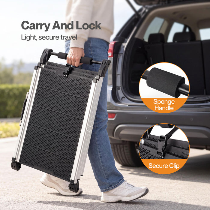 Dog Ramp Foldable Extendable with Reflective Strips Non Slip for Car Black