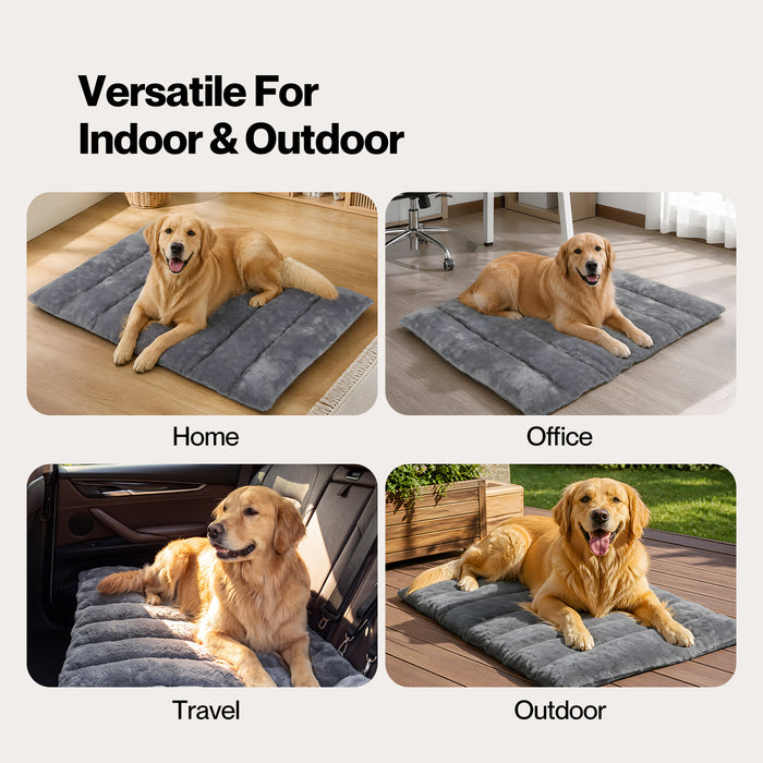 Dog Bed Large Plush Mat Water Resistant Base for Camping Car Boot Grey