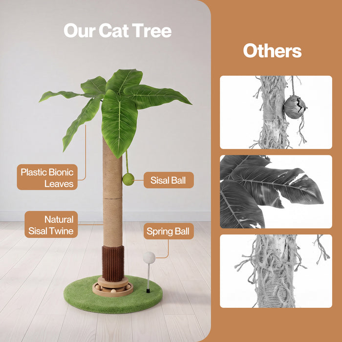 Cat Scratching Post 77cm Palm Tree Cat Scratcher Balls Sisal Green