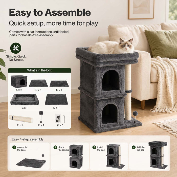 Cat Tree Cat Tower Top Perch Sisal Post E1 Particle Board Dark Grey