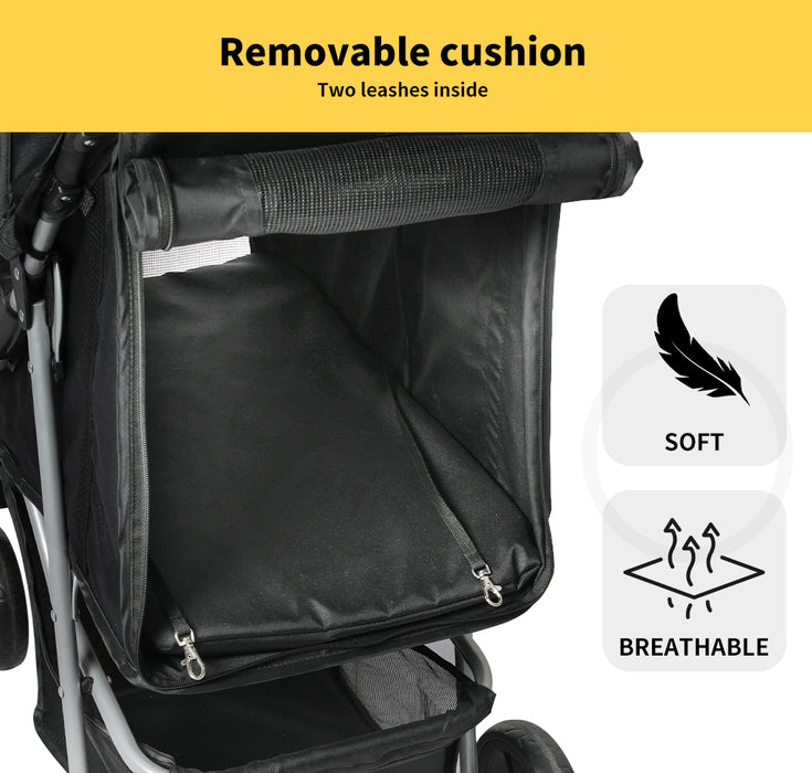 PaWz 4 Wheels Pet Stroller with Detachable Basket