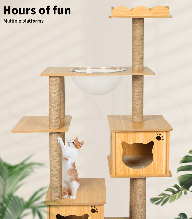 PaWz Cat Tree Scratching Post with Cat Face House