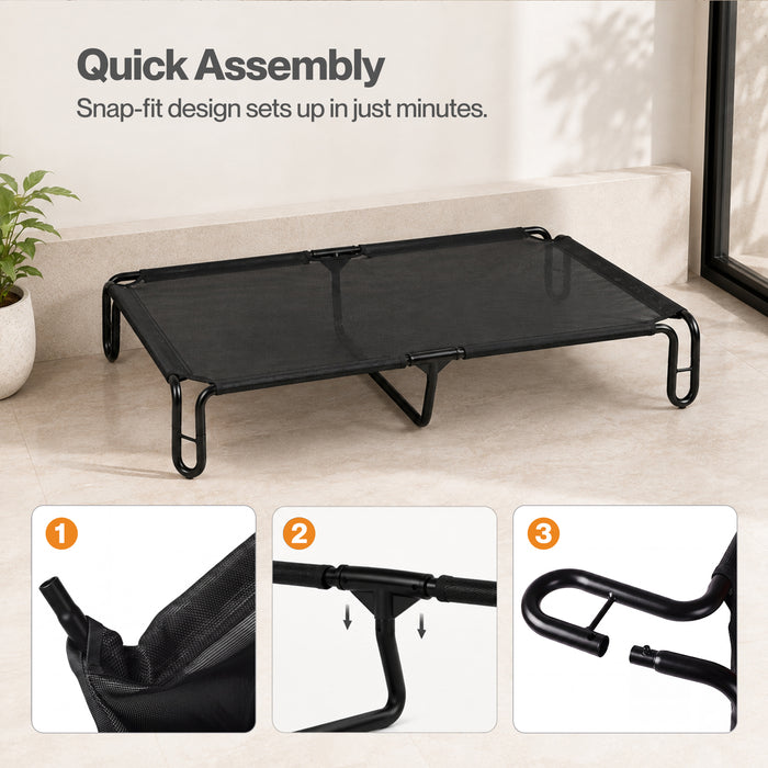 Elevated Dog Bed Breathable Mesh Cooling for Indoor Outdoor Black
