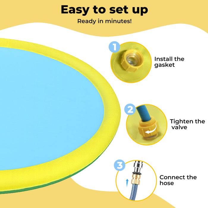 Splash Pad Kids Dog Sprinkler Water Play Inflatable Pool Mat Outdoor 240cm