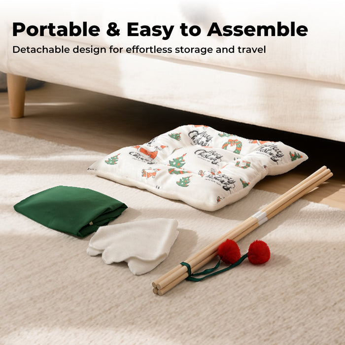 Pet Tent House Pet Teepee Dog Cat Tent Bed Washable Portable Indoor Green