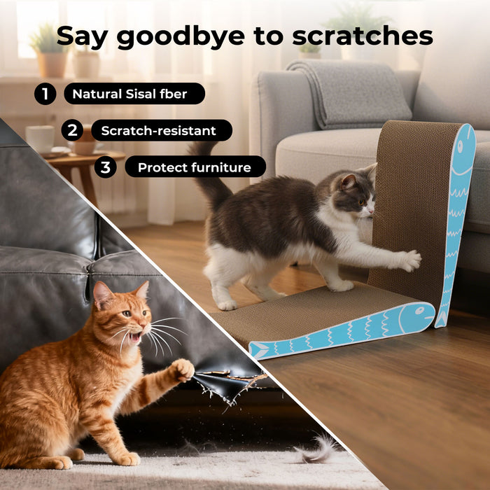 2X Cat Scratcher Board Bed Double-Sided Stackable Scratching Cardboard Toy
