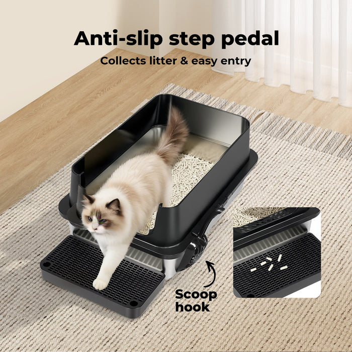 Stainless Steel Cat Litter Box Large Enclosed Removable Kitty Toilet